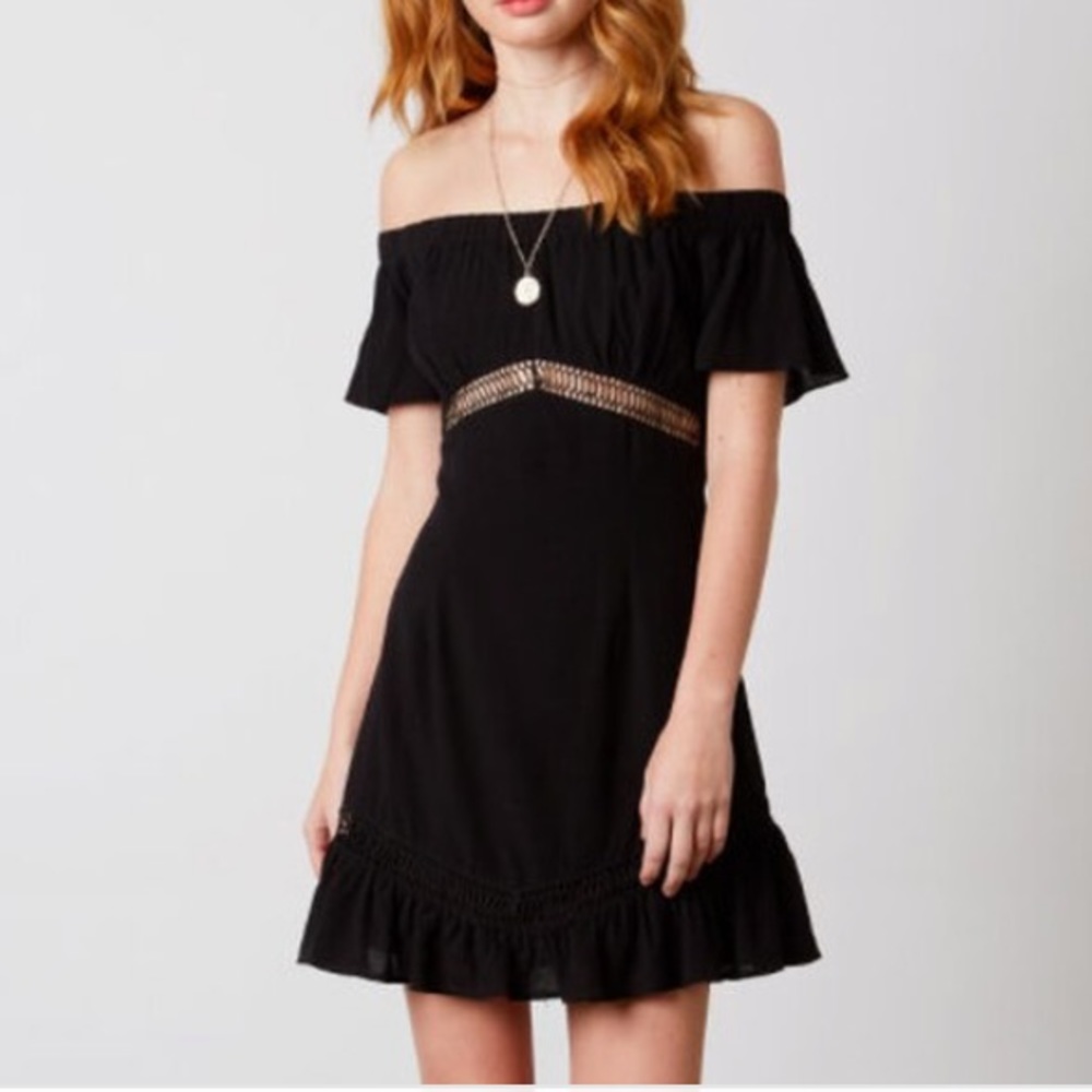 Off shoulder black mini dress
